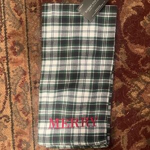 Robert Stanley Plaid Holiday Towel with Merry Embroidery